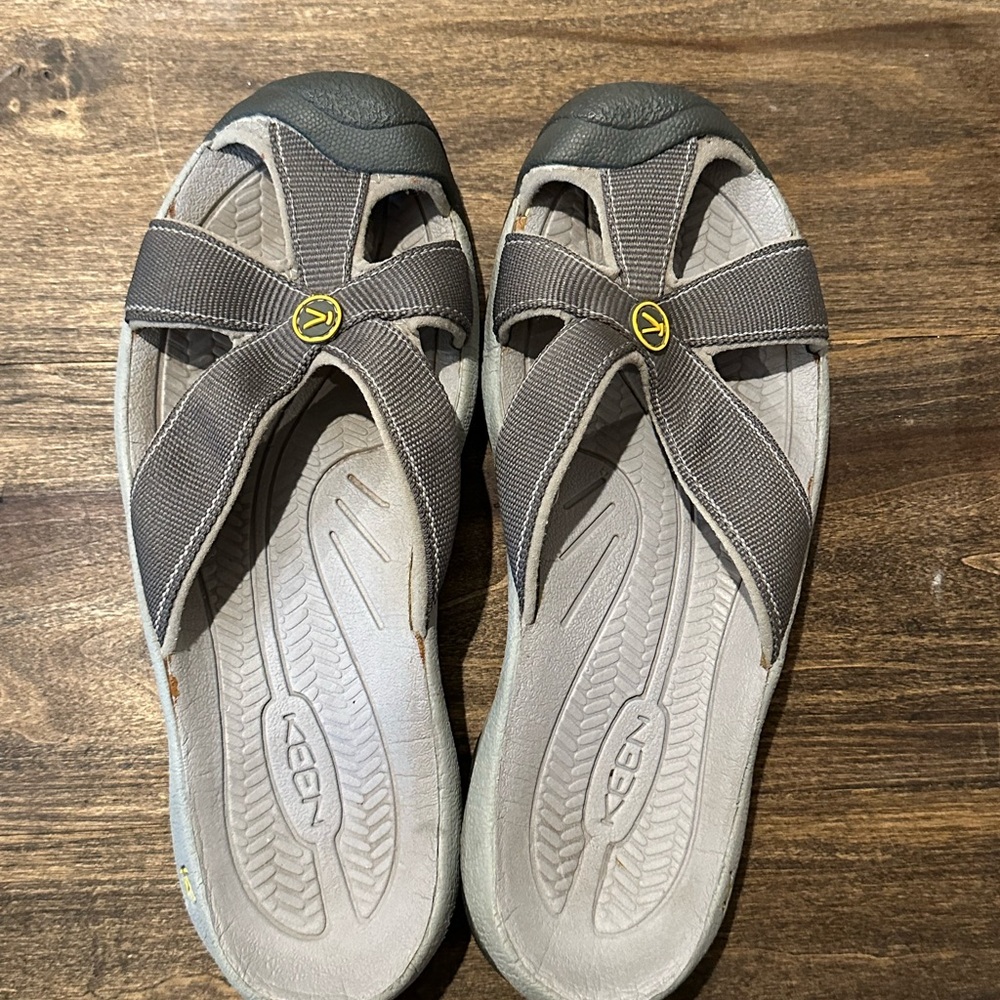 Keen Bali Womens Slides Gray Steel Alloy Closed Toe Waterproof Slides Sandals 8